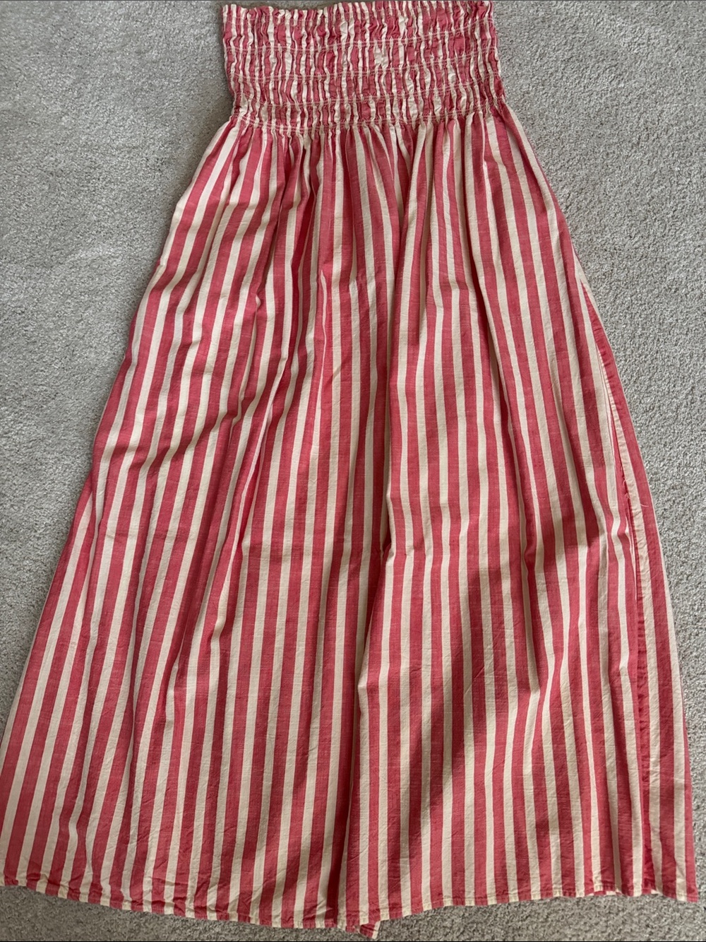 Universal Thread Red and Cream Strapless Maxi Dress